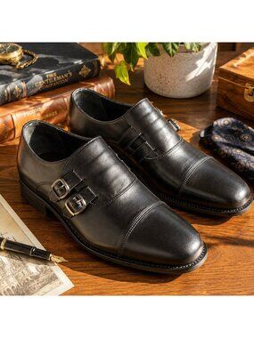 NWT Marchez Vous by Christophe Leather Mens Monk Strap Dress Shoes Size 9 Italy